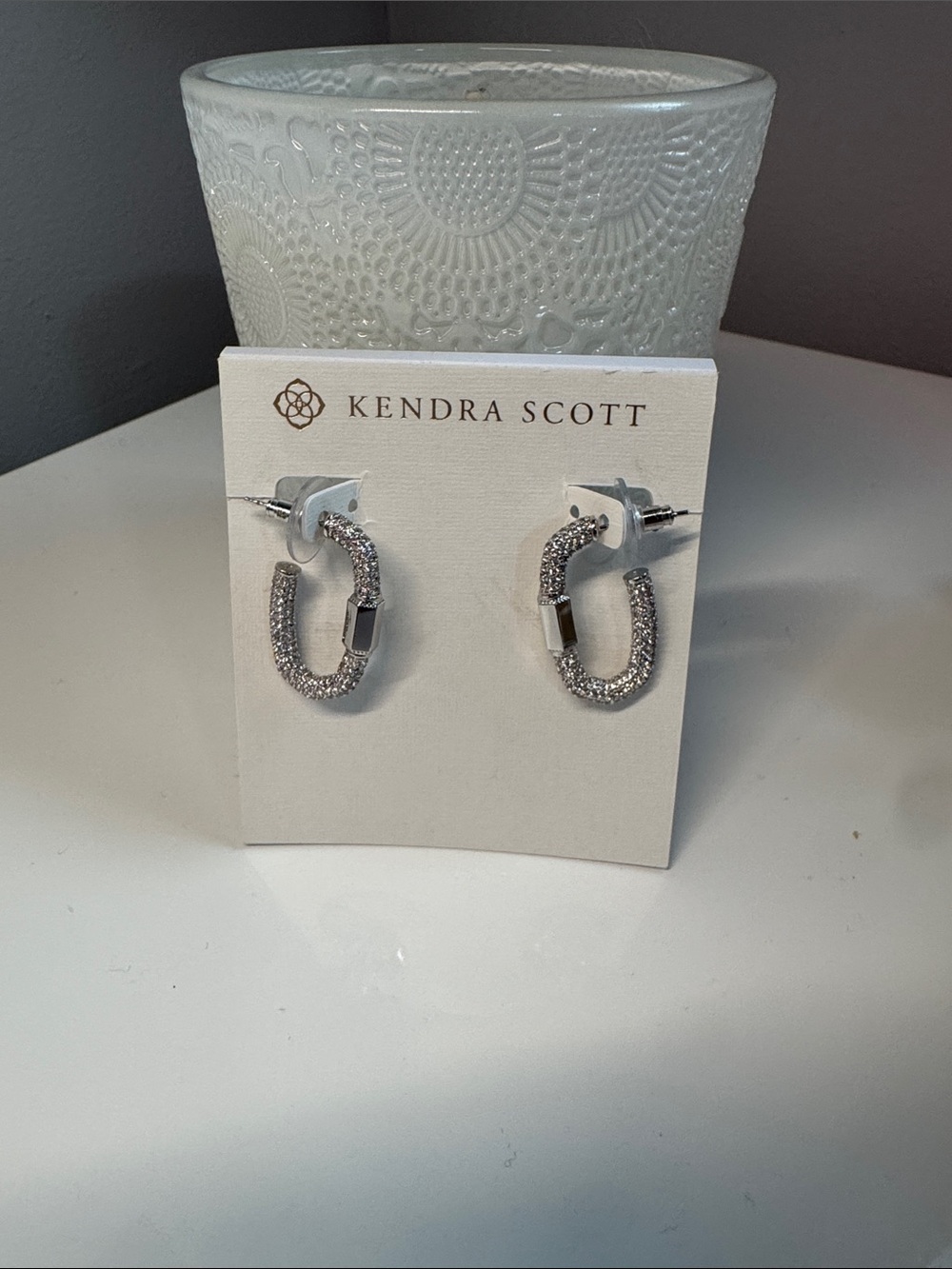 Kendra Scott Silver Pave Hoop Earrings